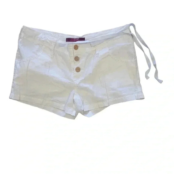 Nitrogen Luxury Linen Blend White Button Fly Shorts Size Medium - Picture 6 of 9